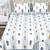 White & blue floral block print pure cotton king size bedsheet with 2 pillow covers (100×108 inches)