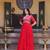 Red faux georgette readymade anarkali suit with embroidery & zari work