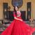 Red faux georgette readymade anarkali suit with embroidery & zari work