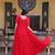 Red faux georgette readymade anarkali suit with embroidery & zari work