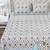 White blue floral print pure cotton king size bedsheet with 2 pillow covers