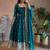  teal blue zari embroidered silk anarkali suit set with dupatta