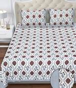 White maroon floral pure cotton king size bedsheet set with pillow covers