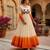 Orange&white georgette readymade anarkali suit with embroidery threading work