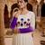 Purple&white georgette readymade anarkali suit with embroidery threading work