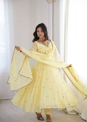 Yellow Anarkali Suit With Dupatta Elegant Design Suit Set With Dupatta 1