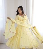 Yellow Anarkali Suit With Dupatta Elegant Design Suit Set With Dupatta