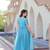 Blue silk readymade anarkali suit with embroidery & zari sequin  work