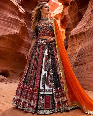 Multicolor Navratri Designer Digital Print Lehenga Choli Set with Mirror Work 1