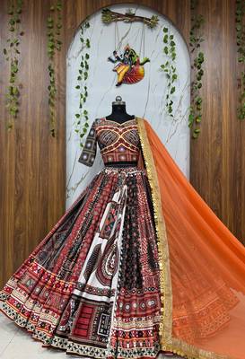 Multicolor Navratri Designer Digital Print Lehenga Choli Set with Mirror Work 3