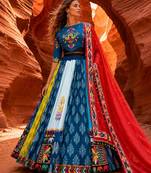 Blue Navratri Special Designer Printed Lehenga Choli Set
