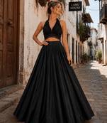 Black Fancy Pearl & Beads Work H.O Silk lend Lehenga Set
