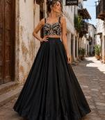Black Festive H.O Silk Lehenga Set with Fancy Blouse