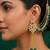 Kundan ear chain ear to hair chain green beads pearl bahubali jhumar rajputi bridal jewellery for women & girls