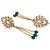 Kundan ear chain ear to hair chain green beads pearl bahubali jhumar rajputi bridal jewellery for women & girls