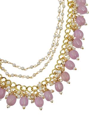 Kundan ear chain ear to hair chain green beads pearl bahubali jhumar rajputi bridal jewellery for women & girls 5