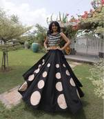 Black Navratri special Roman SilkBlend Gota Work Lehenga Choli Set
