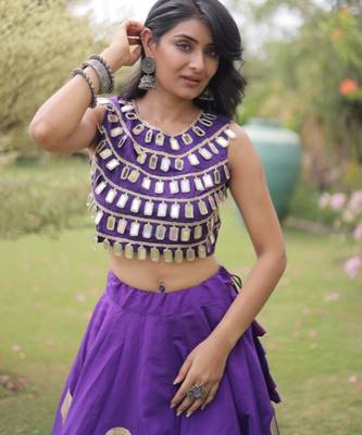 Purple Navratri special Roman SilkBlend Gota Work Lehenga Choli Set 2