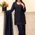 Black fandy silk straight salwar kameez dupatta set