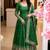 Green crunchy silk straight salwar kameez dupatta set