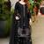 Black heavy satin glass straight farshi salwar kameez dupatta set