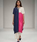 Multicolor color blocked dupion silk kurta set