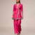 Fuchsia pink embroidered gazi silk kurta set