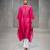 Fuchsia pink dupion silk long kurti set