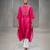 Fuchsia pink embroidered dupion silk long kurti set