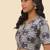 Grey cotton printed front open non padded blouse