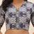 Grey cotton printed front open non padded blouse
