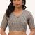 Grey cotton printed front open non padded blouse