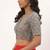Grey cotton printed front open non padded blouse