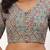 Grey cotton printed front open non padded blouse