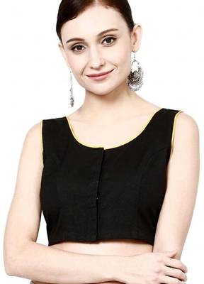 Black cotton front open non padded blouse 1