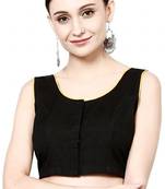 Black cotton front open non padded blouse