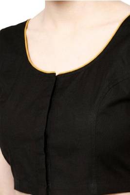Black cotton front open non padded blouse 4
