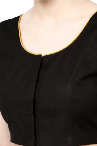 Black cotton front open non padded blouse