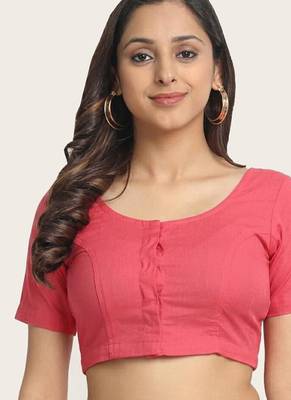 Peach cotton embroidered non padded blouse 1