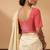 Peach cotton embroidered non padded blouse