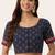 Navy blue cotton printed non padded blouse