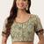 Green cotton printed non padded blouse