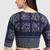 Navy blue cotton printed non padded blouse