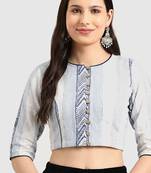 White cotton printed non padded blouse