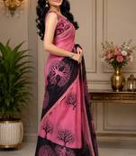 Women chanderi cotton pink woven  saree