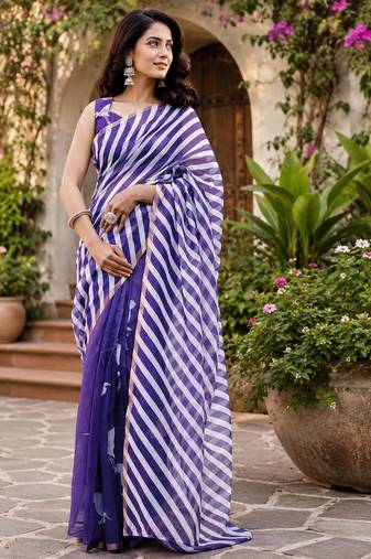 Women chanderi cotton grape purple & white woven  saree