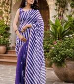 Women chanderi cotton grape purple & white woven  saree