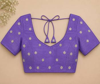 Women shimmer chiffon lavender woven  saree 4
