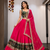 Red Roman Silk Cotton Navratri Lehenga Choli with Corset Blouse