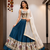 Teal Roman Silk Cotton Navratri Lehenga Choli with Corset Blouse
